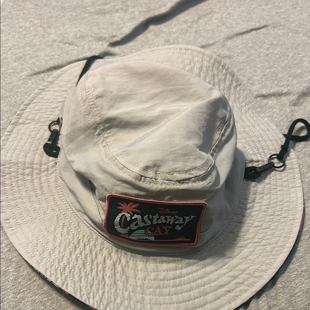 Disney Gray and Pink Hat with Wide Brim and Adjustable Chin Strap